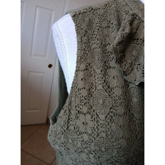 Chaps Denim Petite PXL  Blouse Womens Lace VNeck Sleeveless Lined Summer Spring - Picture 4 of 13